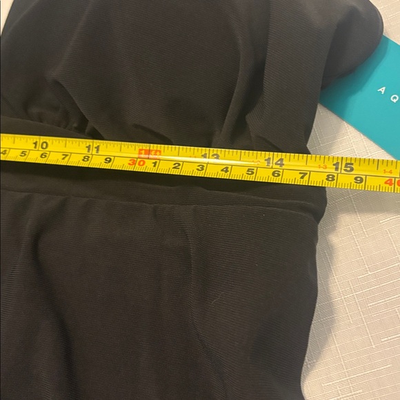 Aquagreen Black Swimdress One Piece SZ L 12/14 one side slit vacay beach  NWT - Picture 4 of 11